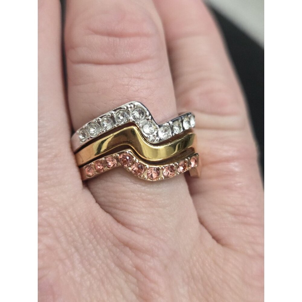 Touchstone Crystal By Swarovski Color wave Rings R2500 stack sz 8 - Picture 2 of 6